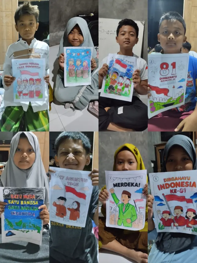 Semarak HUT RI ke-81 di Rumah Belajar Jambangan dengan  Kegiatan Mewarnai